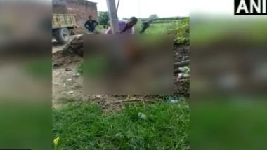 Uttar Pradesh Horror: Agra Man Caught Beating Wife Tied to A Electric Pole on Camera