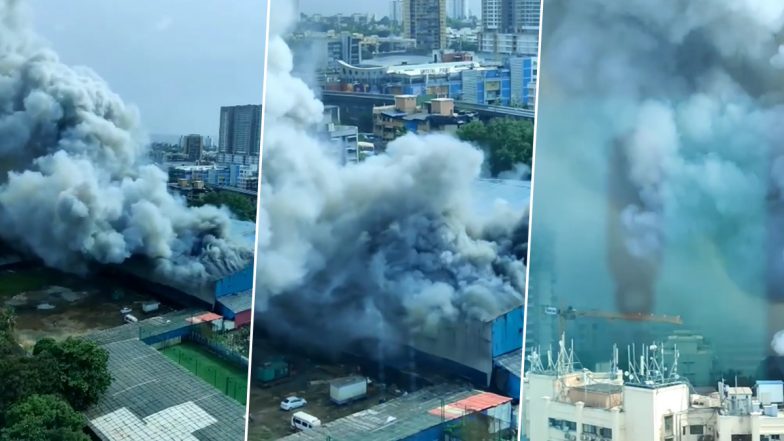 Mumbai Fire: Massive Blaze Erupts at Chitrakoot Ground Warehouse in Andheri, 10 Fire Tenders Rushed To Spot (Watch Video)