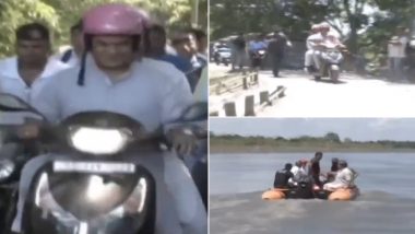 Assam CM Himanta Biswa Sarma Rides a Scooter on His Way to Tamulpur (Watch Video)