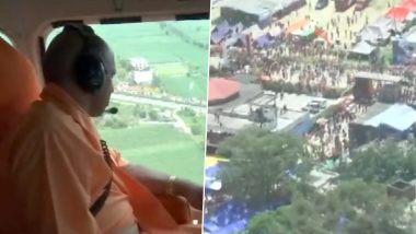 Kanwar Yatra 2022: Uttar Pradesh CM Yogi Adityanath Conducts Aerial Survey of Ongoing Yatra (Watch Video)