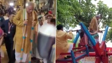 Hareli 2022: Chhattisgarh CM Bhupesh Baghel Celebrates the Festival With Enthusiasm in Raipur (Watch Video)