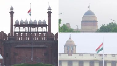 Shinzo Abe Dies: National Flags at Red Fort, Rashtrapati Bhavan and Parliament Fly at Half-Mast As India Mourns Former Japanese Prime Minister’s Death