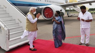 PM Narendra Modi Arrives in Hyderabad To Attend BJP’s National Executive Meeting