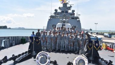 World News | Indian Naval Ships Sahyadri, Kadmatt Visit Singapore for South East Asia Deployment