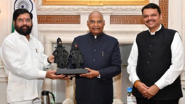 Maharashtra CM Eknath Shinde, Deputy CM Devendra Fadnavis Call on President Ram Nath Kovind at Rashtrapati Bhavan