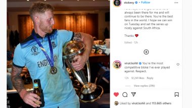 Virat Kohli Reacts to Ben Stokes’ ODI Retirement, Comments ‘You’re the Most Competitive Bloke I Have Played Against’ on England All-Rounder’s IG Post