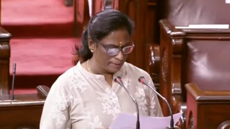 PT Usha, Former Indian Athlete, Takes Oath as Parliament Member at Rajya Sabha (Watch Video)