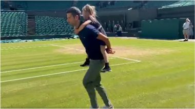 Novak Djokovic Spends 'Precious Moment' With His Family on Wimbledon Centre Court (Watch Video)