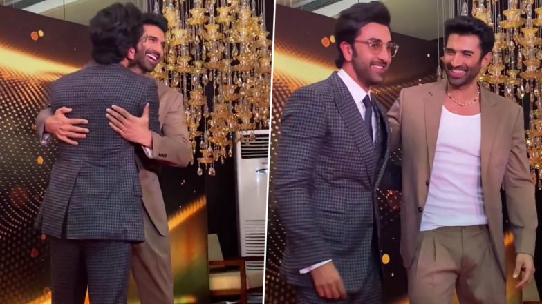 Ranbir Kapoor Hugs And Kisses Aditya Roy Kapur At An Event, Fans Reminded Of Yeh Jawaani Hai Deewani’s Bunny And Avi (Watch Video)