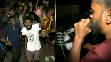 Sri Lanka Economic Crisis: Protestors Celebrate at Galle Face Park Following the Resignation of President Gotabaya Rajapaksa (Watch Video)