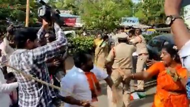 BJP, Congress Workers Clash in Telangana During Protest Against Agnipath Recruitment Scheme (Watch Video)
