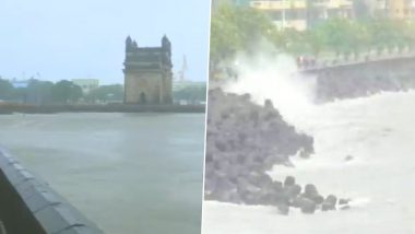 Mumbai Rains: Amid Heavy Rainfall, High Tide Hits Marine Drive and Gateway of India (Watch Video)