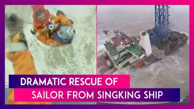 Hong Kong Rescuers Pull Sailors From Sinking Ship As Typhoon Hits In South China Sea