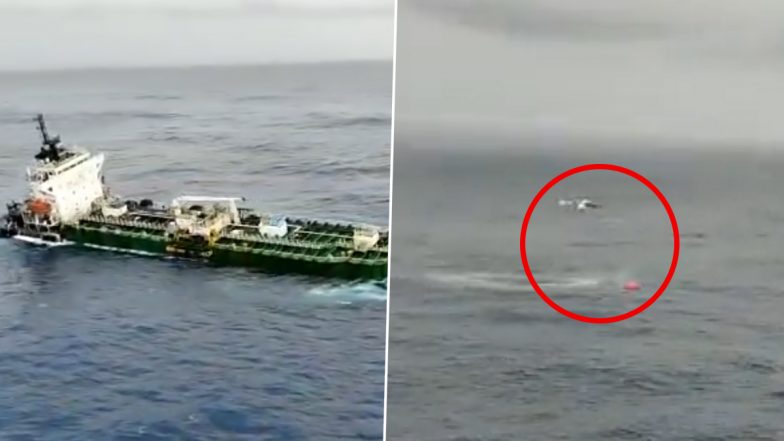 Indian Coast Guard Rescues 22 Crew Members of MT Global King I off Gujarat Coast (Watch Video)