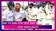 IND vs ENG 5th Test Day 5 Stat Highlights: England Script Historic Victory