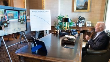 US President Joe Biden Connected to the World at His White House Desk via Rollable Touchscreen Worth $7,280