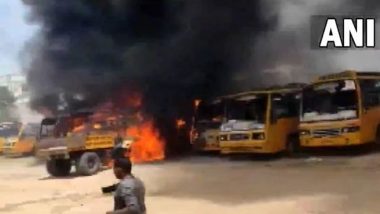 Kallakurichi Violence: Students Clash With Police, Burn Vehicle in Tamil Nadu After Student Death (Watch Video)