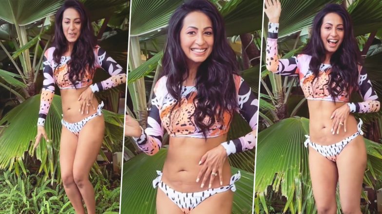 Kashmera Shah Sports Printed Bikini, Flaunts Her Fit Bod And Grooves To ‘Patli Kamar’ Song By The Pool (Watch Video)