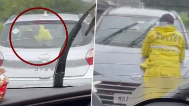 Navi Mumbai Shocker: Car Driver Stabs Cop After Breaking Traffic Rule, Drives Car With Policeman Hanging on Bonnet in Kharghar (Watch Video)