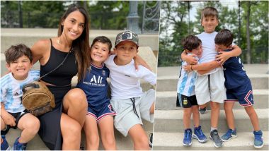 Lionel Messi’s Wife Antonela Roccuzzo and Kids Thiago, Mateo and Ciro Enjoy Summer Evenings (View Pics)