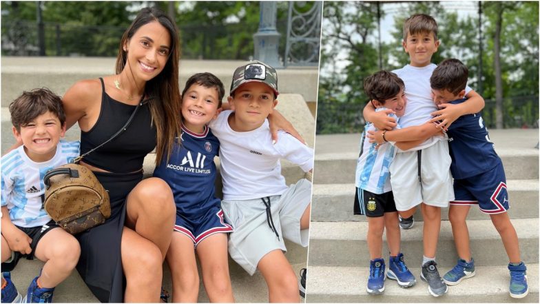 Lionel Messi s Wife Antonela Roccuzzo and Kids Thiago Mateo and