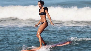 Lisa Haydon Dons a Black Bikini As She Surfs in Bali Flaunting Her Hot Bod (View Pics)