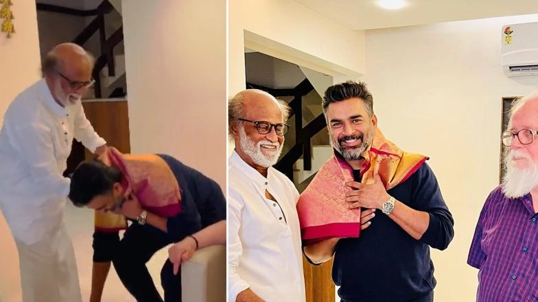 R Madhavan Seeks Rajinikanth’s Blessing, Touches His Feet