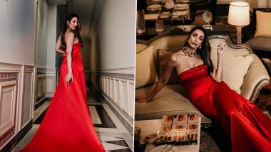 Malaika Arora Serves Eleganza in Floor-Sweeping Red Gown and Statement Neckpiece (View Pics)