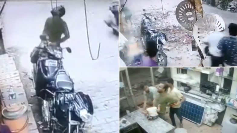 Man Heroically Saves a Child's Life From Falling Construction Debris in Mathura! Video of His Act of Bravery Goes Viral 