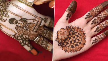 Last-Minute Mehndi Designs for Hariyali Teej 2022: Elegant Indian Henna Patterns, Floral and Finger Mehndi Designs To Celebrate Sawan Teej (Watch Videos)