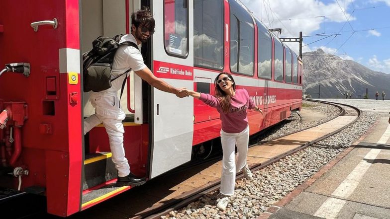 Shahid Kapoor and Mira Rajput Recreate Shah Rukh Khan-Kajol’s Iconic Scene From DDLJ During Their Swiss Vacay (View Pics)