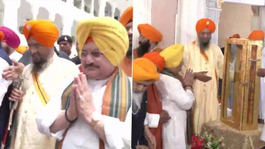 BJP President JP Nadda Offers Prayers at Patna Sahib Gurudwara in Bihar (See Pics)