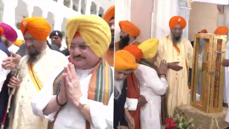 BJP President JP Nadda Offers Prayers at Patna Sahib Gurudwara in Bihar (See Pics)