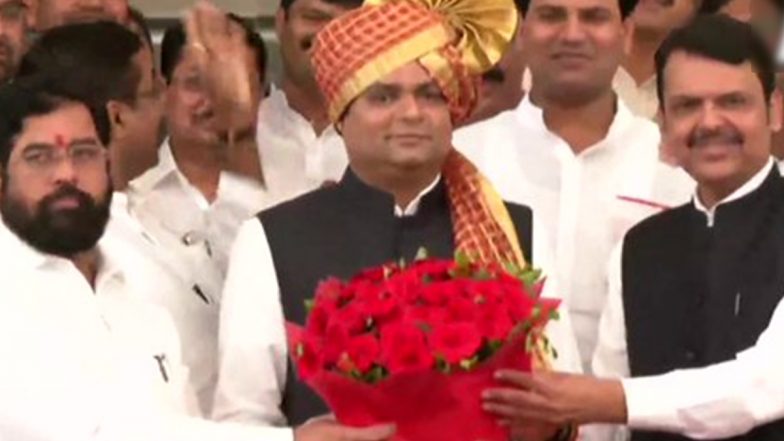 Maharashtra CM Eknath Shinde, Deputy CM Devendra Fadnavis Pose for a Photo With State Assembly Speaker Rahul Narwekar