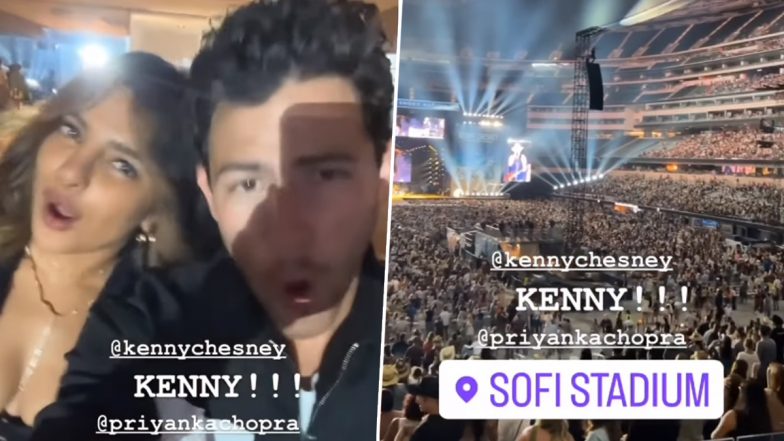 Priyanka Chopra, Nick Jonas Dance and Sing in Black Outfits at Kenny Chesney’s Concert! (Watch Video)