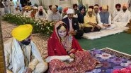 Bhagwant Mann-Gurpreet Kaur Wedding: Ceremony Underway at Punjab CM&rsquo;s Residence in Chandigarh; AAP Leaders Arvind Kejriwal, Raghav Chadha Join Celebrations