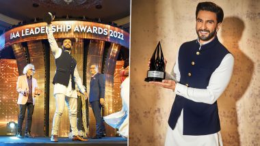 Ranveer Singh Rocks White Kurta Paired With Nehru Jacket As He Receives ‘Brand Endorser of the Year’ Award (View Pics)