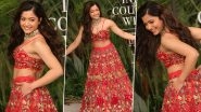 Rashmika Mandanna Sashays the Ramp in Gorg Red Embroidered Lehenga-Choli As She Turns Showstopper for Varun Bahl (View Pics)