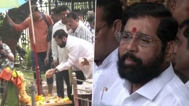 Guru Purnima 2022: Maharashtra CM Eknath Shinde Pays Floral Tribute to Shiv Sena Founder Bal Thackeray