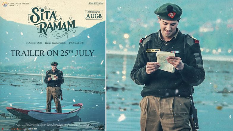 Sita Ramam: Trailer of Dulquer Salmaan, Mrunal Thakur, Rashmika Mandanna’s Telugu Film to Be Out On July 25! (View Poster)