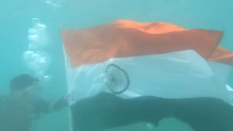 Har Ghar Tiranga Campaign: Indian Coast Guard Performs an Underwater Flag Demo To Invoke Feeling of Patriotism (Watch Video)