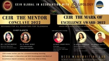 Business News | The Prestigious 'CEIR - The Mark of Excellence Award 2022' Announced
