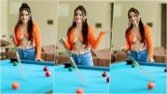 Urfi Javed Flashes Underboobs and Midriff in Orange Top and Denim While Displaying Dismal Pool Playing Skills!