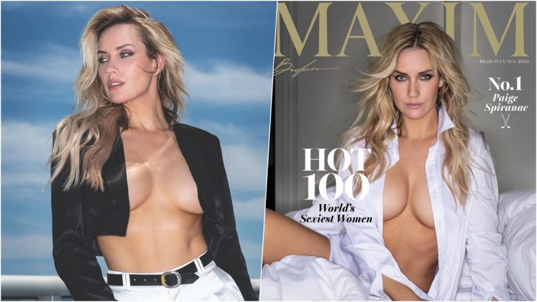 Worlds Sexiest Woman Paige Spiranac Showcases Cleavage In Unbuttoned White Shirt As Maxims