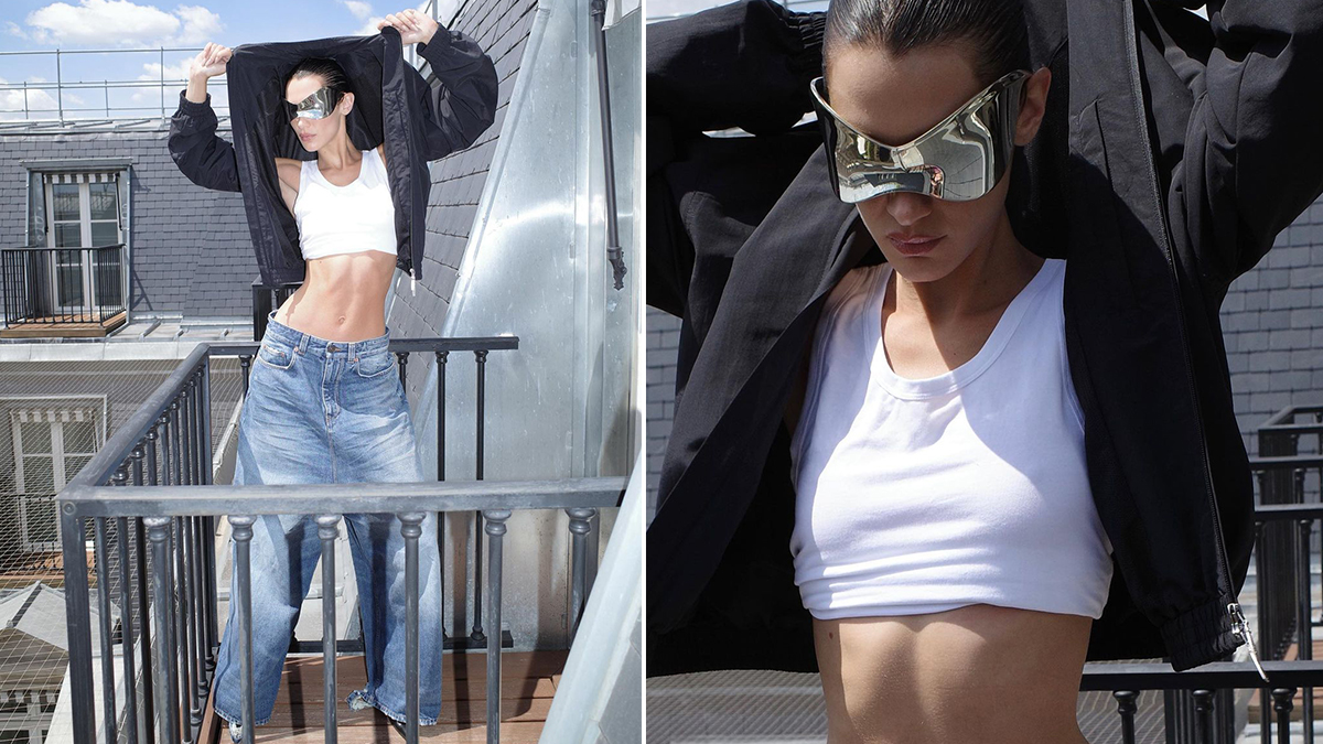 Bella Hadid Busted Out a Matching Cropped Set From Prada's Archive
