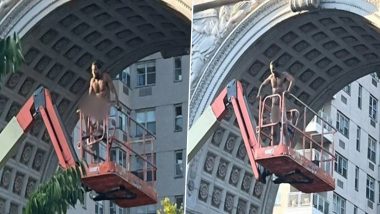 Man Climbs Boom Lift and Strips Naked Before Crowd at Washington Square Park in US, Asks Spectators, 'Are You Entertained?' (See Pics)