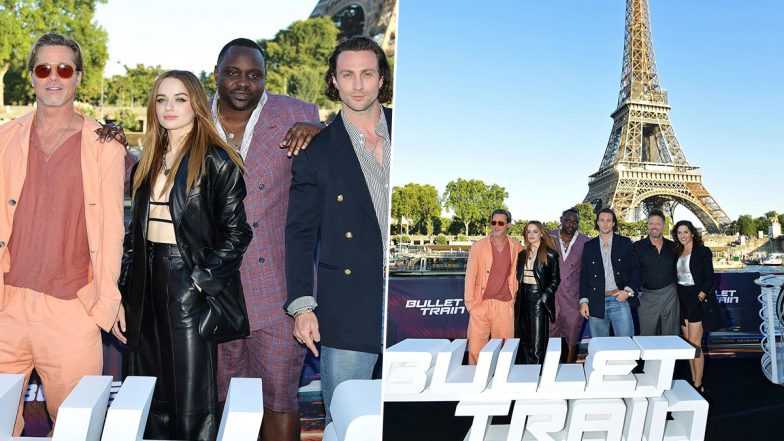 Bullet Train: Brad Pitt, Joey King, Aaron Taylor-Johnson, Brian Tyree Henry Pose In Front Of Eiffel Tower As They Kick-Off The Press Tour (View Pics)