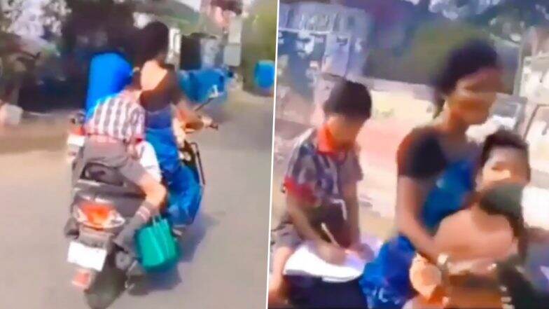 Video of Young Student Doing Homework on Scooty in Middle of a Busy Road Goes Viral