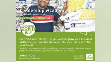 Business News | Yara Launches Leadership Academy in India-Training Program to Foster MSME Leadership, Capacity Building and Growth