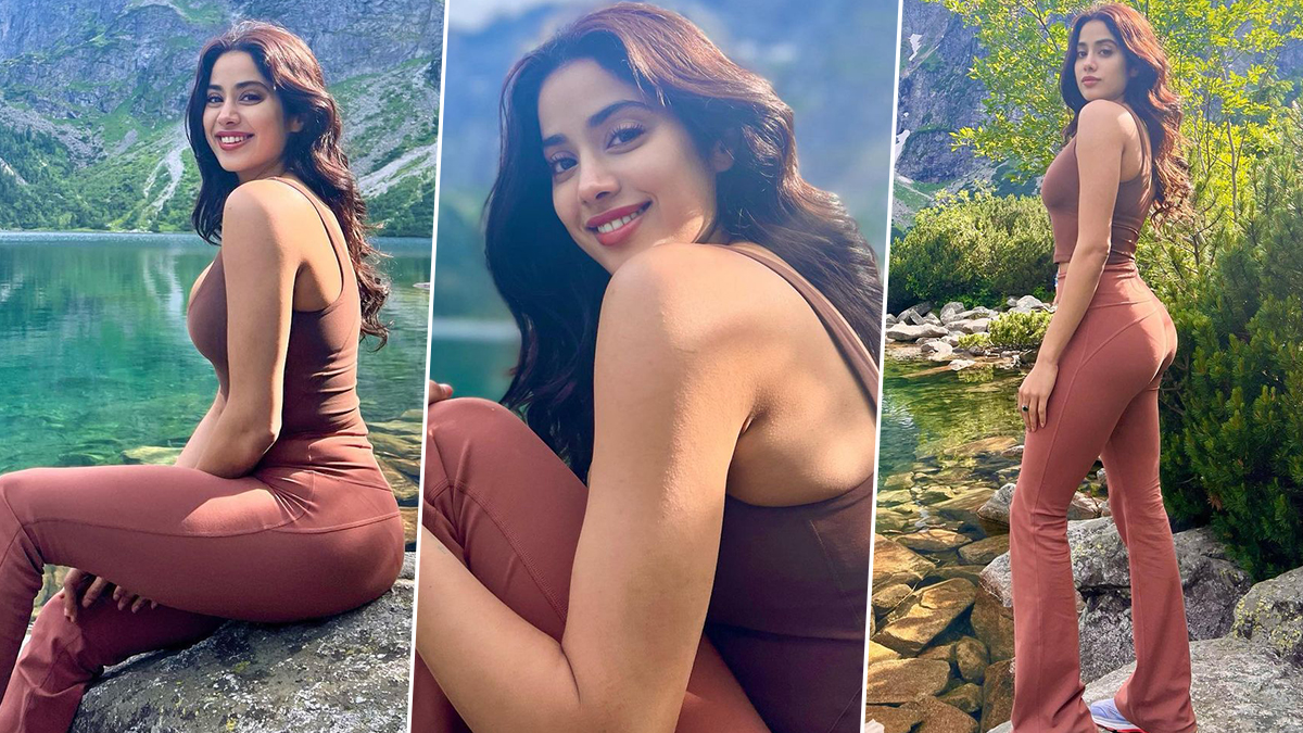 Janhvi Kapoor proves her love for flared bottoms once again in brown  trousers with micro checks